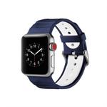 Concavo Convex Silicone Watch Band for Apple Watch Series 3 & 2 & 1 42mm(White Blue)
