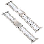 For Apple Watch Series 7 45mm / 6 & SE & 5 & 4 44mm / 3 & 2 & 1 42mm Stainless Steel Wrist Strap Watch Band(white+Silver)