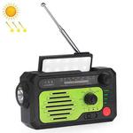 KK-228 Multifunctional Solar Power Hand Generator Radio Outdoor Emergency Disaster Prevention(Black+green)