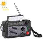 KK-228 Multifunctional Solar Power Hand Generator Radio Outdoor Emergency Disaster Prevention(Black Grey)