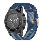 22mm Stripe Weave Nylon Wrist Strap Watch Band for Fossil Hybrid Smartwatch HR, Male Gen 4 Explorist HR & Sport (Blue)