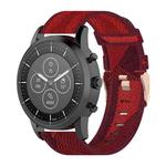 22mm Stripe Weave Nylon Wrist Strap Watch Band for Fossil Hybrid Smartwatch HR, Male Gen 4 Explorist HR & Sport (Red)