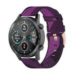 22mm Stripe Weave Nylon Wrist Strap Watch Band for Huawei GT / GT2 46mm, Honor Magic Watch 2 46mm / Magic(Purple)