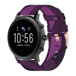 22mm Stripe Weave Nylon Wrist Strap Watch Band for Fossil Gen 5 Carlyle, Gen 5 Julianna, Gen 5 Garrett, Gen 5 Carlyle HR (Purple)