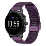 22mm Metal Mesh Wrist Strap Watch Band for Fossil Gen 5 Carlyle / Gen 5 Julianna / Gen 5 Garrett / Gen 5 Carlyle HR (Dark Purple)