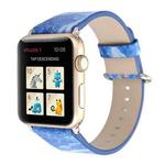 For Apple Watch Series 3 & 2 & 1 38mm Fashion Marble Vein Texture Wrist Watch Leather Band (Blue)