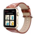 For Apple Watch Series 3 & 2 & 1 38mm Fashion Marble Vein Texture Wrist Watch Leather Band (Red)
