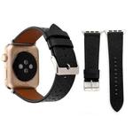 For Apple Watch Series 3 & 2 & 1 38mm Small Cave Genuine Leather Wrist Watch Band(Black)