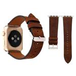 For Apple Watch Series 3 & 2 & 1 38mm Small Cave Genuine Leather Wrist Watch Band(Coffee)