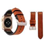 For Apple Watch Ultra 49mm / Series 8&7 45mm / SE 2&6&SE&5&4 44mm / 3&2&1 42mm Retro XX Line Pattern Genuine Leather Wrist Watch Band(Coffee)