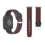 For Apple Watch Series 3 & 2 & 1 38mm Fashion Fishbone Pattern Silicone Watch Band (Black+Red)