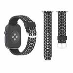 For Apple Watch Series 3 & 2 & 1 42mm Fashion Fishbone Pattern Silicone Watch Band (Black+White)