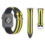 For Apple Watch Series 3 & 2 & 1 42mm Fashion Double Stripes Pattern Silicone Watch Band (Black+Yellow)