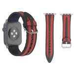 For Apple Watch Series 3 & 2 & 1 42mm Fashion Double Stripes Pattern Silicone Watch Band (Black+Red)