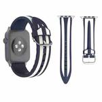 For Apple Watch Series 3 & 2 & 1 42mm Fashion Double Stripes Pattern Silicone Watch Band (Navy Blue+White)