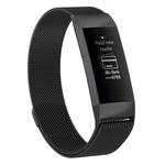Stainless Steel Magnet Watch Band for FITBIT Charge 3, Size:Small, 187x18mm(Black)