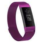 Stainless Steel Magnet Watch Band for FITBIT Charge 3, Size:Small, 187x18mm(Dark Purple)