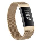 Stainless Steel Magnet Watch Band for FITBIT Charge 3, Size:Large, 217x18mm(Champagne Gold)