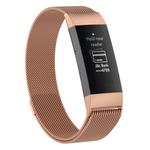 Stainless Steel Magnet Watch Band for FITBIT Charge 3, Size:Large, 217x18mm(Rose Gold)