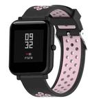 Double Colour Silicone Sport Watch Band for Xiaomi Huami Amazfit Bip Lite Version 20mm(Black Pink)