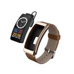 K13 1.14 inch Leather Band Earphone Detachable Smart Watch Support Bluetooth Call (Brown)