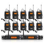 XTUGA IEM1200 Wireless Transmitter 10 Bodypack Stage Singer In-Ear Monitor System (UK Plug)