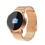 Q8A 0.95 inch OLED Screen Display Steel Strap Bluetooth Smart Watch, IP67 Waterproof, Support Remote Camera / Heart Rate Monitor / Blood Pressure Monitor / Blood Oxygen Monitor, Compatible with Android and iOS Phones(Gold)