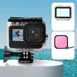 Waterproof Case + Touch Back Cover + Color Lens Filter for GoPro HERO10 Black / HERO9 Black (Pink)