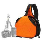 Triangle Shape Tscope Sling Shoulder Cross Digital Camera Bags Case Soft Bag with Rain Cover for Canon Nikon Sony, Size: 33*24*17cm(Orange)