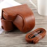 Full Body Camera PU Leather Case Bag with Strap for Sony A6300(Brown)