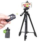 YUNTENG VCT-5208RM Aluminum Magnesium Alloy Leg Tripod Mount with Bluetooth Remote Control & Tripod Head & Phone Clamp for SLR Camera & Smartphones, Height: 125cm