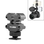 YELANGU YLG0601A A68 3-Head Cold Shoe Mount Adapter Microphone Flash Light Metal Holder Bracket(Black)