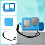 For GoPro HERO10 Black / HERO9 Black Silicone Protective Case Cover with Wrist Strap & Lens Cover(Blue)