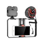 YELANGU PC202 YLG1801B Vlogging Live Broadcast LED Selfie Light Smartphone Video Rig Handle Stabilizer Bracket Kits with Microphone & Fill Light