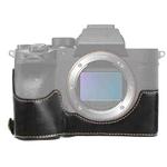 1/4 inch Thread PU Leather Camera Half Case Base for Sony ILCE-7RM4 / A7RM4 / A7R IV (Black)