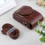 Vertical Flip Full Body Camera PU Leather Case Bag with Strap for Ricoh GR III / GRII, Sony ZV-1 / DSC-RX100M7 / RX100M6 / RX100M5 / RX100M2 (Coffee)
