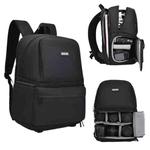 CADeN D39 Large Capacity Shoulders SLR Camera Lens Bag Photography Layered Backpack (Black)