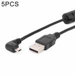 5 PCS 1.5m Elbow Mini 8 Pin USB to USB 2.0 Data Charging Cable for Nikon(Black)