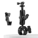 Extended Version 360 Rotation Adjustable Action Camera Bike Motorcycle Handlebar Holder with Phone Clamp (Black)