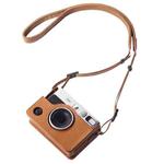 For FUJIFILM instax mini Evo Full Body Camera Genuine Leather Case Bag with Strap(Brown)