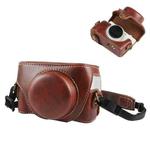 For Sony ZV-1F Vlog Camera Full Body Leather Camera Case Bag with Strap (Coffee)