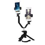 Smartphone Live Broadcast Bracket Grip Folding Tripod Holder Kits with 2x Phone Clips , For iPhone, Galaxy, Huawei, Xiaomi, HTC, Sony, Google and other Smartphones
