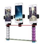 Smartphone Live Broadcast Bracket Dual Hand-held Selfie Module Mount Kits with 3x Phone Clips, For iPhone, Galaxy, Huawei, Xiaomi, HTC, Sony, Google and other Smartphones
