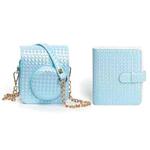 For FUJIFILM instax mini 12 Colorful Woven Leather Case Full Body Camera Bag + Photo Album with Strap (Blue)