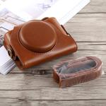 Full Body Camera PU Leather Case Bag with Strap for Sony DSC-HX90(Brown)