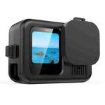 For GoPro HERO13 Black Silicone Protective Case Cover with Wrist Strap & Lens Cover (Black)