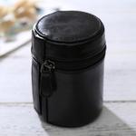 Small Lens Case Zippered PU Leather Pouch Box for DSLR Camera Lens, Size: 11x8x8cm(Black)