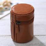 Small Lens Case Zippered PU Leather Pouch Box for DSLR Camera Lens, Size: 11x8x8cm(Brown)