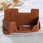 1/4 inch Thread PU Leather Camera Half Case Base for Olympus EM10(Brown)