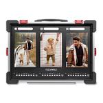 FEELWORLD PS101 Triple 10.1-inch Vertical Dispaly Carry-on Monitor High Brightness 1000nit Portable Protective Case (US Plug)